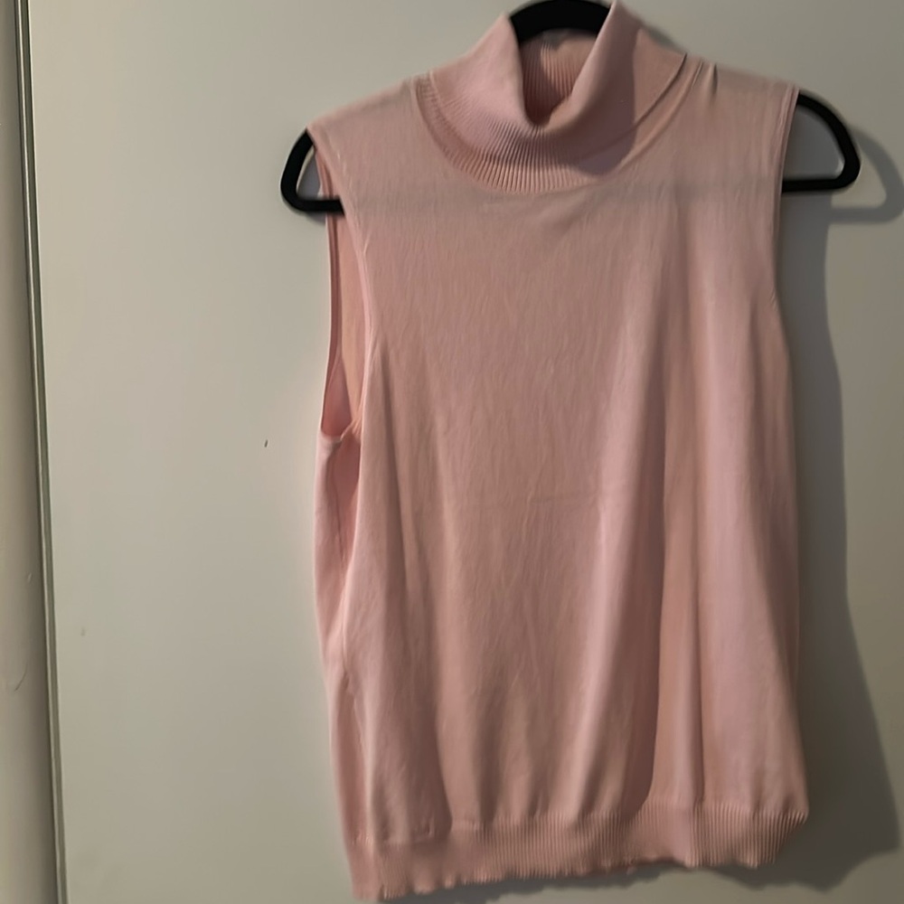 Alex Marie sleeve less turtle neck light weigh sweater pink